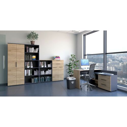 Irodai összeállítás, grafit/artisan tölgy, KLAUDIUS 142140677