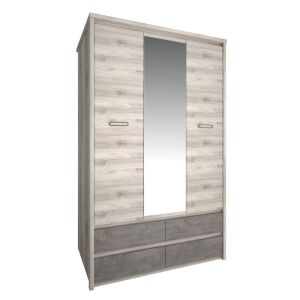 Szekrény tükörrel 3D4S, nairobi gesztenye/onix, JESI NEW 142140719 - Hálószoba bútor