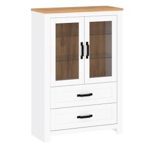 Vitrin, fehér alba/tölgy craft arany, LANZETTE K 142140757 - Vitrin