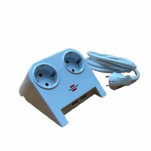 Bara de prize pentru desktop 2-port (alb (lucios), 1,8 metri, 2x USB-A) 142159578 - Conectori și mufe