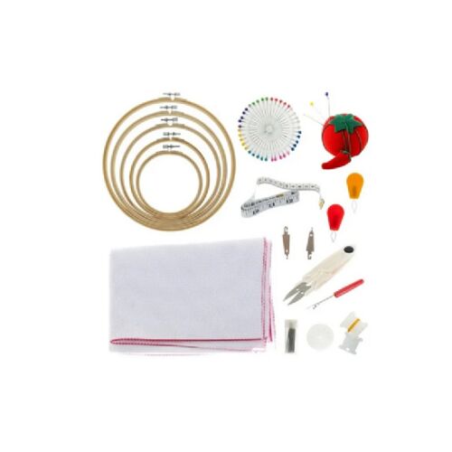 Hímzőcérna készlet 100 színnel nagy kreatív szett hímzéshez, tárolótáskával és hímzőkarikákkal 142169785