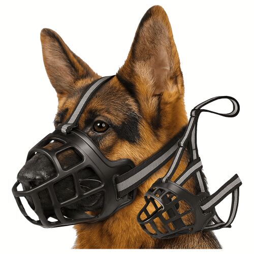 Fiziológiás szájkosár kutyáknak, gumi, állítható, fényvisszaverő, puha, 31-25 cm 142171963