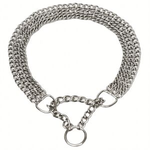 Erős fém láncos fojtónyakörv kutyáknak, 3 soros, 45 cm-es lánccal
