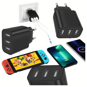 Erős kocka alakú fali töltő 3 x USB univerzális USB 3 portos 5v 3.4a