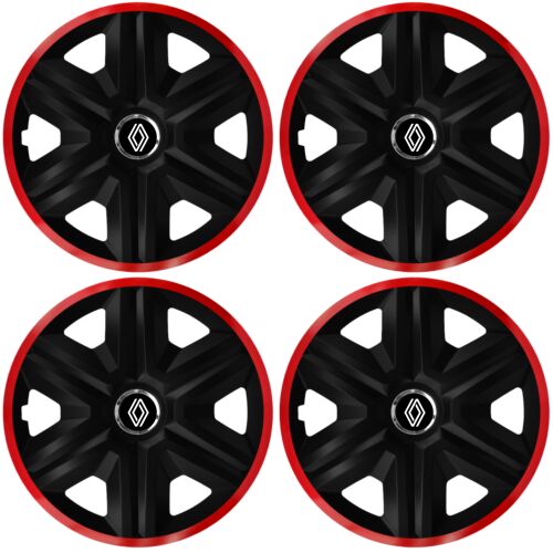 Set 4 Capace Roti pentru Renault Nou, model Fast Black Cu Rama Rosie, R15 142187759
