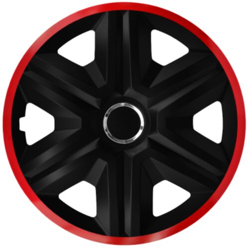 Set 4 Capace Roti pentru Renault Nou, model Fast Black Cu Rama Rosie, R14 142188786