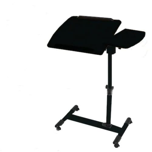 Fekete, állítható laptop asztal egérpaddal, acél vázzal