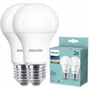 Philips E27 LED 8W 806lm 2700K melegfehér 180° - 60W LED izzó (2 db-os csomag)