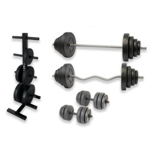 GazoFitness® Super Set balík 106 kg (s činkovou tyčou so závitom) + stojan na kotúče 142547364 - Posilňovanie