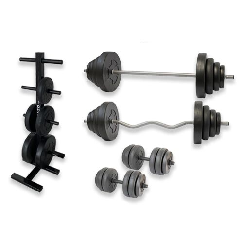 GazoFitness® Super Set balík 106 kg (s činkovou tyčou so závitom) + stojan na kotúče 142547364