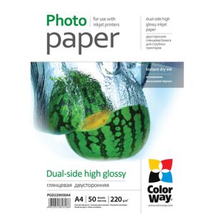 ColorWay Hochglänzendes beidseitiges Fotopapier, A4, 220 g/m2, 50 Blatt 142205563 - Fotopapiere