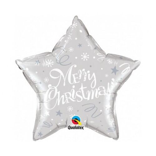 Qualatex Merry Christmas ezüst csillag fólia lufi, 51 cm - Otthon és kert