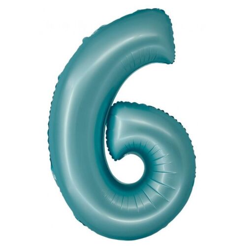 Balon folie 76cm, cifra 6, albastru deschis, decoratiune petrecere
