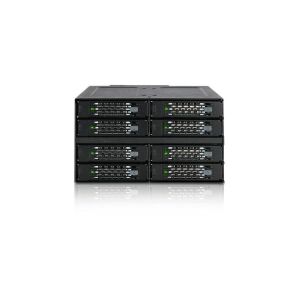 ICY DOCK Rugged Full Metal 8 Bay 2.5” SAS/SATA SSD/HDD Backplane Cage for 2x External 5.25” Bay (MB508SP-B) 142211783 - Számítógépház