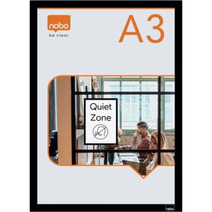 Posztertábla, fali, A3 méret, műanyag keret, 2 db, NOBO, fekete (1915700) 142212088 - Nobo