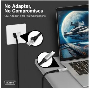 LOGILINK AK-300600-050-S Összekötőkábel USB-A RJ45 1Gbps 5m fekete (AK-300600-050-S) 142212708 - Digitus