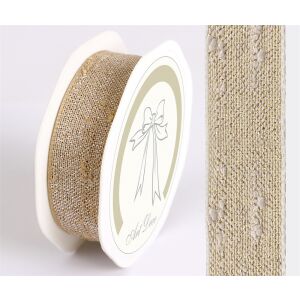 Iris juta díszítő szalaf fémszállal 25mm/10méter - Arany