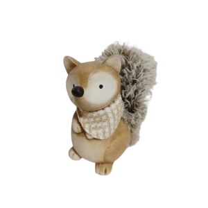 Iris kerámia róka szőrme farokkal őszi lakásdekoráció 12,5cm