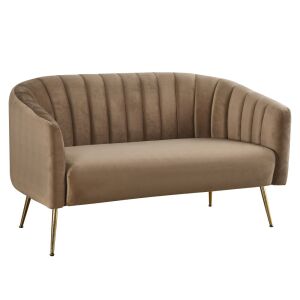 Design kétszemélyes kanapé, barna Velvet szövet/gold króm-arany, BAGY 142223432 - Nappali bútor