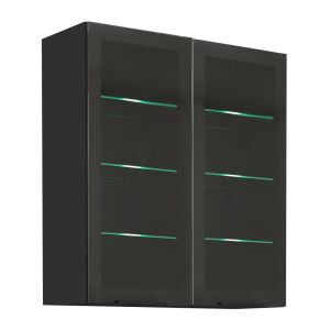 Felső szekrény, fekete, ARAKA/MENZO/SIBER 80 GS-90 2F 142224140 - Faliszekrény