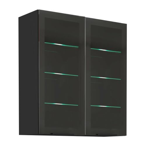 Felső szekrény, fekete, ARAKA/MENZO/SIBER 80 GS-90 2F 142224140