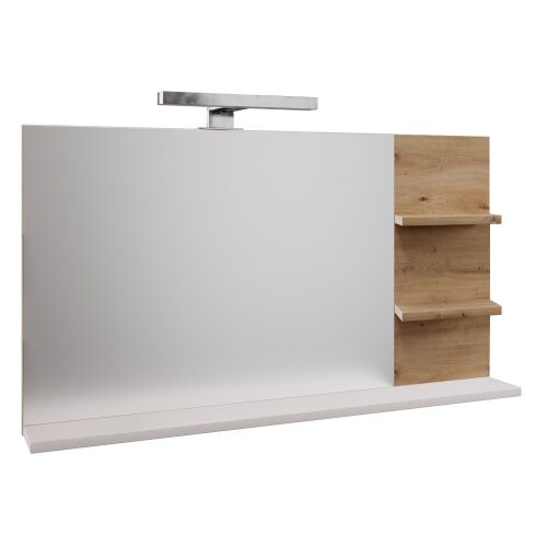 Tükör LED világítással, fehér/artisan tölgy, CUBO CUB04 142224299