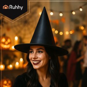 RUHHY schwarzer Hexenhut Kostüm für Halloween Party - Kostüme für Erwachsene