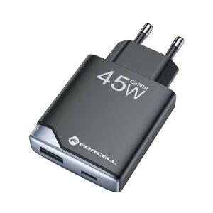 Ładowarka sieciowa do telefonu Forcell F-Energy Ultra Slim GaN III USB C + USB A PD QC4.0 3A 45W B245202(1A1C) czarna 142236204 - Forcell