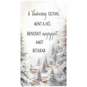 Nyomtatott fa tábla - Havas táj akasztós tábla