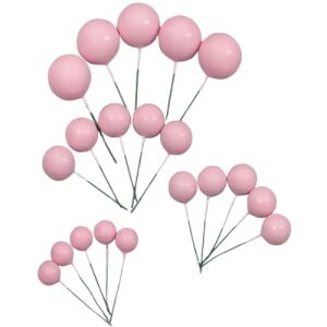 Különböző méretű gömb tortadísz, műanyag, babarózsaszín, 20db