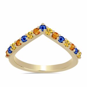 Arannyal Bevont Ezüst Gyűrű Szivárvány Zafírral, Y61981/59 142271542 - Női gyűrű