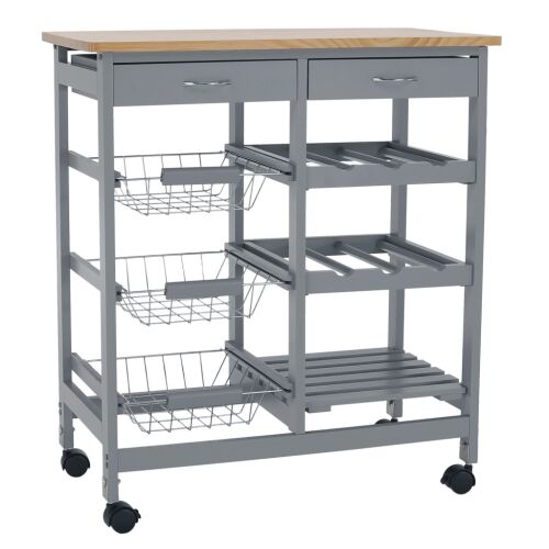 Tálalókocsi, szürke/természetes, BARABE 142277281