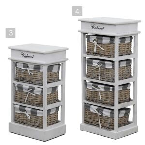 Komód, 4 kosárral, szürke / fehér, MANON 4 142278245 - Háztartási kellék