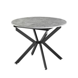 Kihúzható étkezőasztal, beton/fekete, 100x100-140x75 cm, ABERO TYP 1