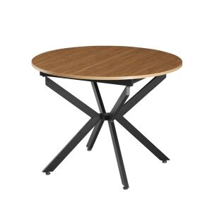 Kihúzható étkezőasztal, világos tölgy/fekete, 100x100-140x75 cm, ABERO TYP 1