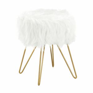 Puff, fehér/arany, JAMINA 142278820 - Lábtartó, puff