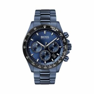 Hugo Boss HB 1513758 Hero Chronograph Herrenuhr mit blauem Zifferblatt und Edelstahlarmband - Hugo Boss