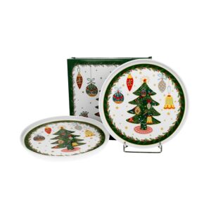 D.G.50974 Porcelán desszerttányér szett, 2db-os, 13cm, dobozban, Around Christmas Tree 142289293 - Tányér