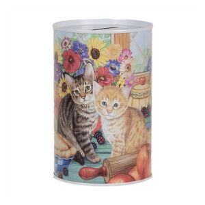 CLEEF.6BL0170 Persely fémdoboz 8x13cm, macskák az asztalon 142289318 - Persely