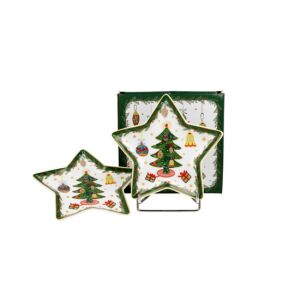 D.G.50967 Porcelán csillagtányér szett 2db-os, 15x1,5cm, dobozban, Around Christmas Tree 142289325 - Tányér