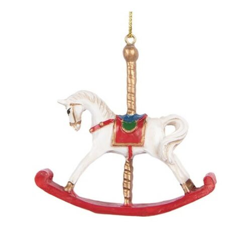 CLEEF.6PR5413 Fehér-piros hintaló függődísz, 8x2x7cm, műanyag dekorfigura 142289348