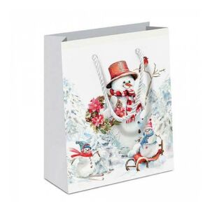 AMB.31220095 Sporty snowmen papír ajándéktáska 22x13x25cm 142289366 - Művészet & Hobbi