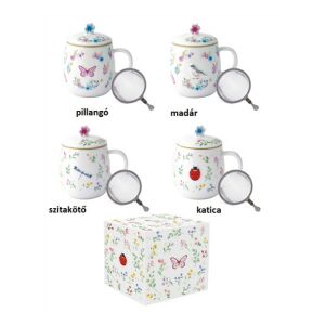 R2S.1370FGAR Porcelán szűrősbögre tetővel, 450ml, dobozban, Fancy Garden 142289381 - Bögre