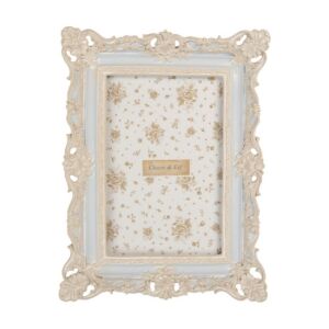 CLEEF.2F1355S Kék képkeret barokkos fehér díszítéssel, 16x3x21/10x15cm, műanyag 142289432 - Képkeret