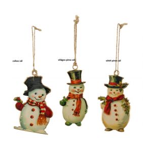 Geh.22505018 Fémlap függődísz 7x1x10,5cm, hóemberek 142289431 - Karácsony