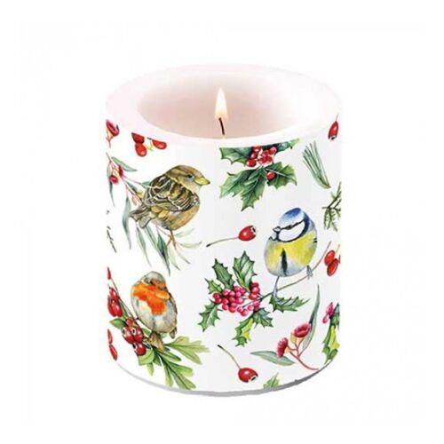 AMB.39319955 Birds in Winter átvilágítós gyertya 10x10xcm