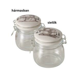 B.G.2061001 Üveg konyhai tároló csatos tetővel, 13x11x10,5cm, 450ml, hóemberes, Frosty 142289487 - Konyha & Étkezés