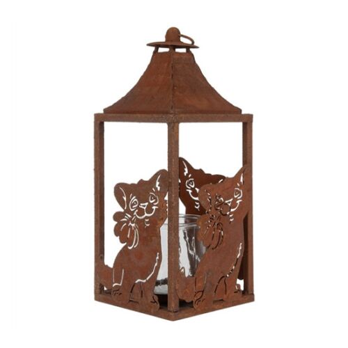 CLEEF.6Y5776 Barna fém mécsestartó cicás, 15x15x37cm 142289528