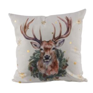Geh.22501246 Párna töltelékkel 40x40cm, polyester, szarvasfej koszorúval 142289557 - Ágynemű