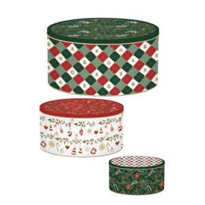 R2S.099FACH Fémdoboz 3 db-os szett kerek,20x8,5/17x8/13,5x6,5cm, Fancy Christmas, Coffee Mania 142289641 - Művészet & Hobbi